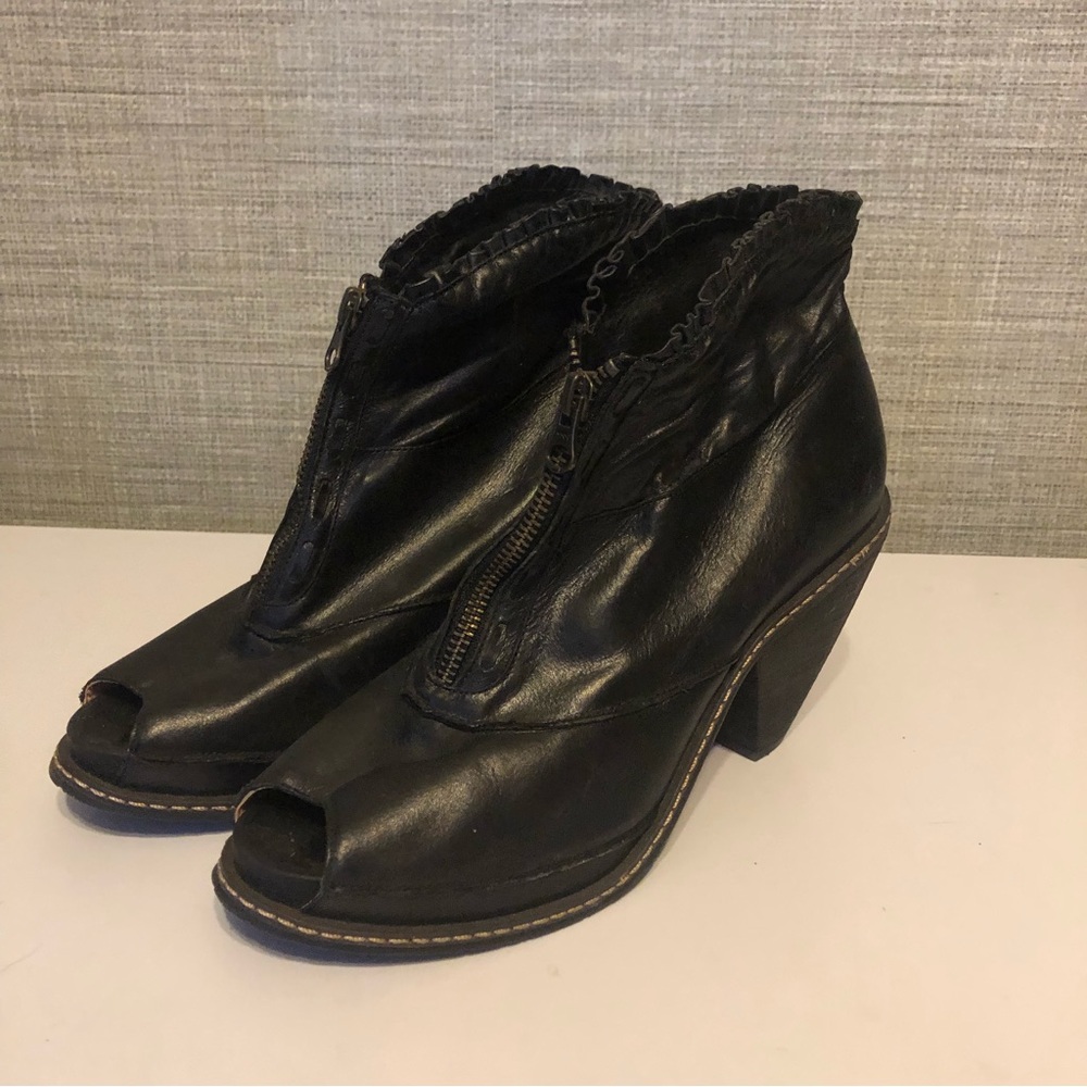 Miss Albright Anthropologie Womens Ankle Booties Open Toe Black